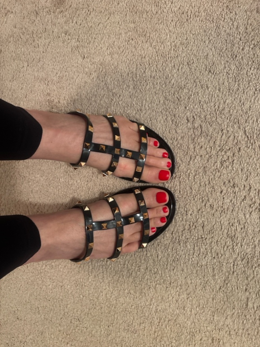 Olivia Miller Black Studded Gladiator Sandals